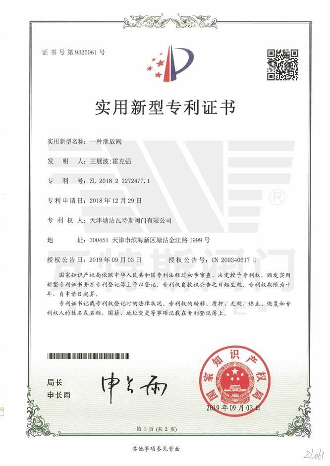 一种泄放阀