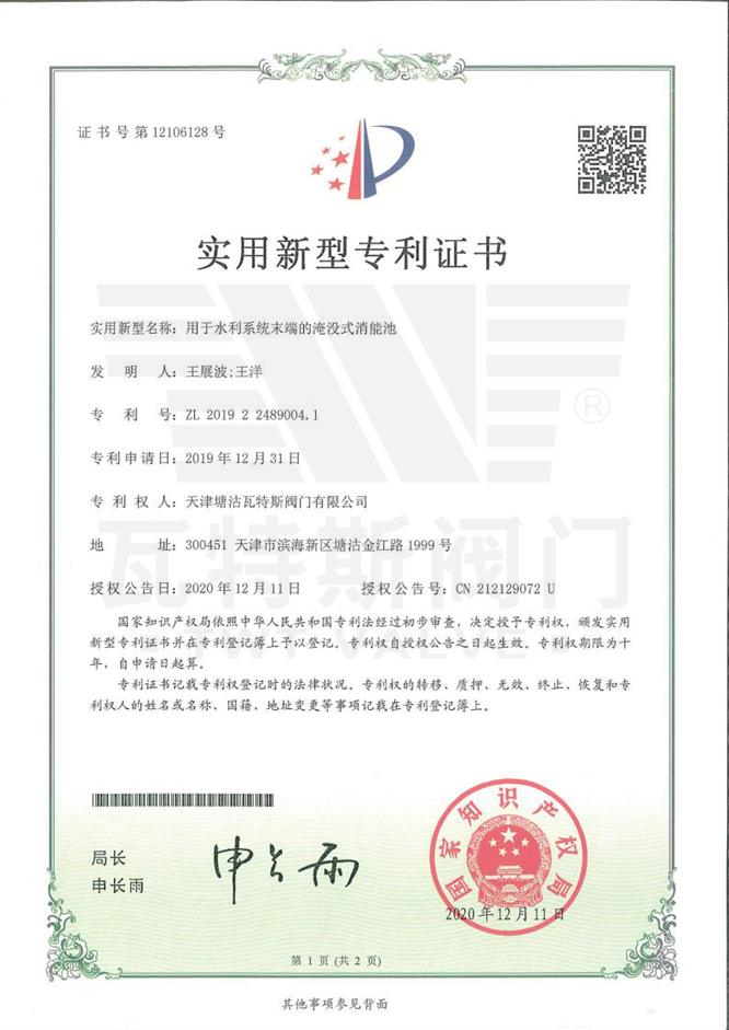 用于水利系统末端的淹没式消能池